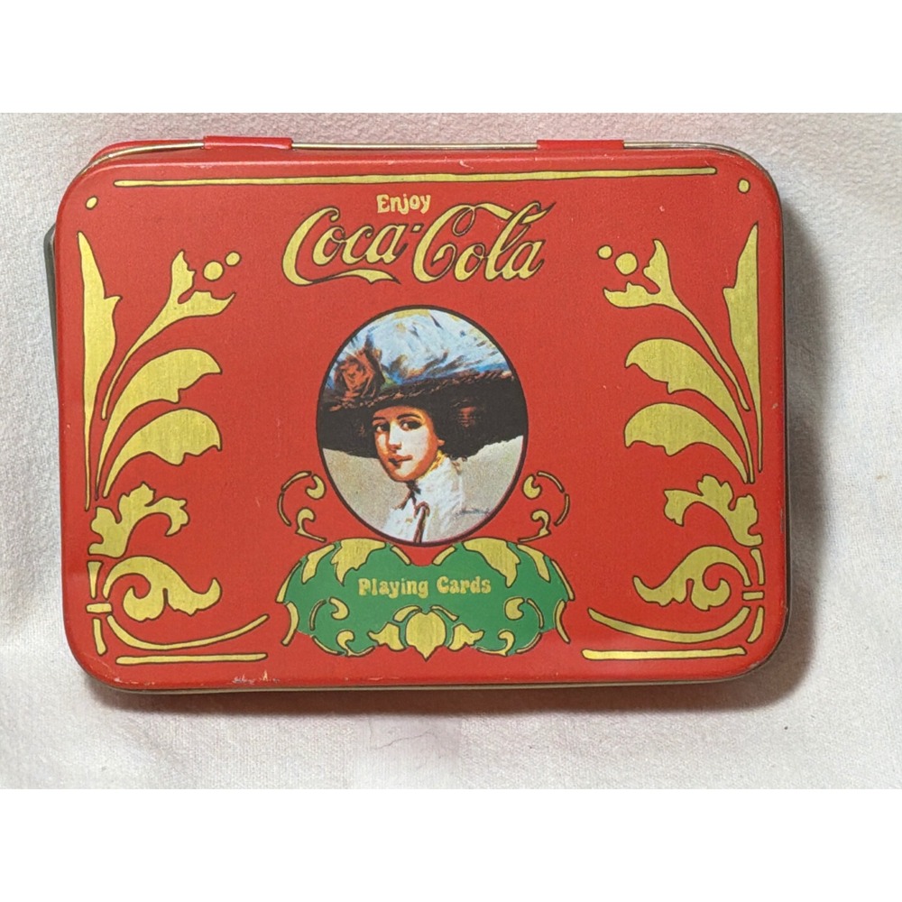 Vintage Coca-Cola Playing Cards Tin Set 2 Sealed Decks Score Pad Pencil Red